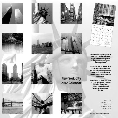 NYC Calendar with black and white photographs about Central Park and Manhattan